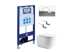 AQUATEK SET КЛАССИК cm-067 4в1 (рама INS-0000025 +крепление KKI-0000002 +кнопка KDI-0000067 +унитаз AQ1112-00 +тонкое сиденье с механиз) SET AQUATEK КЛАССИК cm-067 4в1