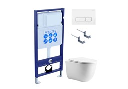 AQUATEK Set КЛАССИК cm (рама Standard INS-0000012 с звукоиз.прокладкой+крепеж KKI-0000002+кнопкаKDI-0000061+унитаз КЛАССИК AQ1112-00 с крышкой SET AQUATEK КЛАССИК cm-061 4в1
