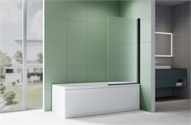 AQUATEK Шторка на ванну стеклянная 80см, одноэлементная, поворотная, черная матовая, стекло рифленое, закаленное AQ.BS.080.2BL