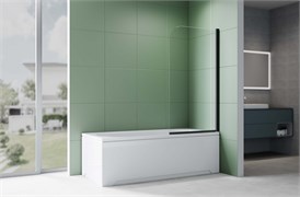 AQUATEK Шторка на ванну стеклянная 80см, одноэлементная, поворотная, черная матовая, стекло прозрачное, закаленное AQ.BSRC.080.1BL