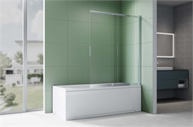 AQUATEK Шторка на ванну стеклянная 100см, раздвижная, двухэлементная профиль хром, стекло прозрачное, закаленное AQ.BSS.100.1CH