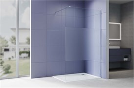 AQUATEK Душевая перегородка Walk In 140см,с держателем 1200мм, профиль хром, стекло прозрачное+матовое, закаленное AQ.WI.140.3CH