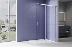 AQUATEK Душевая перегородка Walk In 120см, раздвижная, с держателем 1200мм, профиль хром, стекло прозрачное, закаленное AQ.WISL.120.1CH