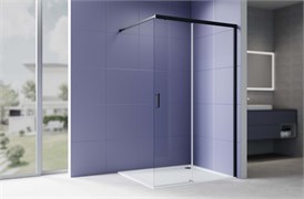 AQUATEK Душевая перегородка Walk In 120см, раздвижная, с держателем 1200мм, профиль черный матовый, стекло прозрачное, закаленное AQ.WISL.120.1BL