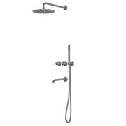 ABBER Душевая система Wasser Kreis 316 AF8150BGG скрытого монтажа с изливом, термостат, оружейная сталь брашированная AF8150BGG