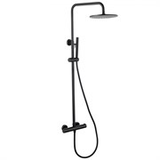 ABBER Душевая стойка Wasser Kreis AF8160BL с термостатом без излива, черная матовая AF8160BL