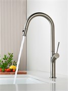 AQUAme AQM9905BN   Cucina  Смеситель для кухни с выдвижным U-образным изливом,  с подключением к фильтру с питьевой водой, никель шлифованный AQM9905BN