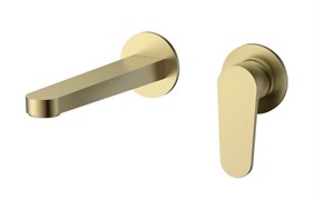 AQUAme AQM6915BG Novara Смеситель для раковины настенный на 2отв., цвет золото шлифованное AQM6915BG