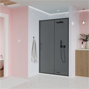 VECONI Душевая дверь Evo 100 B, 1000x1950, черный матовый, стекло тонированное матовое E1-B-100-12-C9