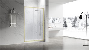 VECONI Душевая дверь раздвижная Vianno VN-55G, 1100x1950, Золото брашинг, стекло прозрачное VN55G-110-01-C8