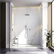 VECONI Душевая дверь раздвижная Vianno VN-75G, 1300x2000, золото брашинг, стекло прозрачное VN75G-130-01-C4