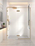 VECONI Душевая дверь распашная  Premium Alassio G, 1300х2000, брашированное золото, стекло прозрачное осветленное AL-130-00-G-C4