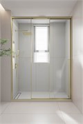 VECONI Душевая дверь раздвижная Premium Prato 300 G-L, 1000х2000, золото брашированный, стекло прозрачное PR3/L-100-01-G-C4