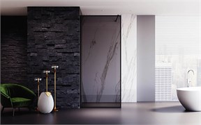 VECONI Душевая перегородка Korato KR-81BT, 900x2000, черный матовый, стекло тонированное KR81BT-90-05-C8