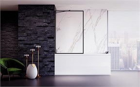 VECONI Шторка на ванну Palau PL-85B, 600x1500, черный, стекло прозрачное PL85B-60-01-C8