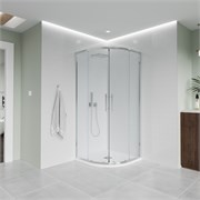 VECONI Душевой угол асимметричный, двери раздвижные  Evo 200 CH, 1000х900x1950, хром, прозрачное стекло E2-CH-10090-01-C9