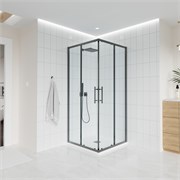 VECONI Душевой угол квадратный, двери раздвижные  Evo 300 GR, 800х800x1950, графит брашинг, прозрачное стекло E3-GR-8080-01-C9