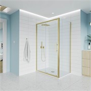 VECONI Душевой угол прямоугольный, двери раздвижные  Evo 100SP G 1800х800x1950, золото брашинг, прозрачное стекло E1-SP-G-18080-01-C9