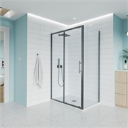 VECONI Душевой угол прямоугольный, двери раздвижные  Evo 100SP GR 1800х1100x1950, графит брашинг, прозрачное стекло E1-SP-GR-180110-01-C9