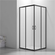 VECONI Душевой угол прямоугольный, двери раздвижные Rovigo RV-101B, 900x800x1900, черный, стекло прозрачное RV101B-8090-01-C4