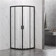 VECONI Душевой угол полукруглый, двери раздвижные Rovigo RV-202B, 800x800x1900, черный, стекло прозрачное RV202B-80-01-C4