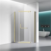 VECONI Душевой угол пятиугольный, двери распашные Rovigo RV-36G, 900x900x1950, брашированное золото, стекло прозрачное RV36G-90-01-C5