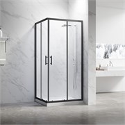 VECONI Душевой угол прямоугольный, двери раздвижные Rovigo RV-27B, 1100х900х1900, черный, стекло прозрачное RV27B-11090-01-C8