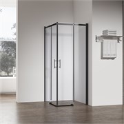 VECONI Душевой угол прямоугольный, двери раздвижные Rovigo RV-50B, 1200х900х1950, черный, стекло прозрачное RV50B-12090-01-C8