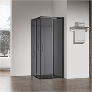 VECONI Душевой угол прямоугольный, двери раздвижные Rovigo RV-50B, 1100х900х1950, черный, стекло тонированное RV50B-11090-05-C8