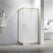 VECONI Душевой угол квадратный, двери раздвижные Rovigo RV-27G, 900x900x1900, золото брашинг, прозрачное стекло RV27G-9090-01-C8