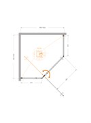 CEZARES Plane Душевой уголок пятиугольный двери распашные размер 100x100 см, профиль - оружейная сталь / стекло - прозрачное PLANE-P-1-100-C-GM