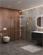 CEZARES Molveno Душевой уголок квадратный размер 120x120 см двери раздвижные профиль - брашированное золото / стекло - прозрачное MOLVENO-A-22-90+30-C-BORO-IV