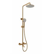 LEMARK Смеситель Kalina LMF-2126S-BRG для ванны и душа с регулируемой высотой штанги и лейкой верхнего душа «Тропический дождь», брашированное золото LMF-2126S-BRG