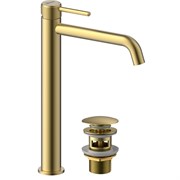 LEMARK Смеситель Beluga LMF-8015B-BRLG для раковины высокий, золото LMF-8015B-BRLG