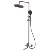 LEMARK Смеситель Siberia LMF-7026B-GM для ванны и душа с регулируемой высотой штанги и лейкой верхнего душа «Тропический дождь», графит LMF-7026B-GM