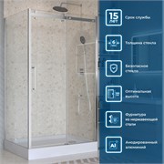 BELBAGNO Marino Душевой уголок прямоугольный размер 130x80 см профиль - хром / стекло - прозрачное, двери раздвижные MARINO-2-AH-1-130/80-C-Cr