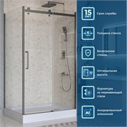BELBAGNO Marino Душевой уголок прямоугольный размер 130x80 см профиль - оружейная сталь / стекло - прозрачное, двери раздвижные MARINO-2-AH-1-130/80-C-GM