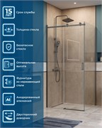 BELBAGNO Soft Close-2 Душевой уголок прямоугольный размер 110x100 см профиль - оружейная сталь / стекло - прозрачное, двери раздвижные SOFT_CLOSE-2-AH-1-110/100-C-GM