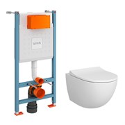 VITRA Инсталляция с унитазом Sento 9830B003-7211 комплект 3 в 1 с сиденьем микролифт безободковый 9830B003-7211