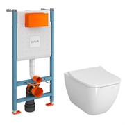 VITRA Инсталляция с унитазом Shift 9855B003-7207 комплект 3 в 1 с сиденьем микролифт безободковый Rim-ex 9855B003-7207