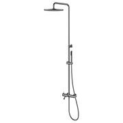 LEMARK Смеситель Зенит LMF-1626S-BRGMN для ванны и душа с регулируемой высотой штанги, монолитным изливом и верхней душевой лейкой «Тропический дождь» LMF-1626S-BRGMN