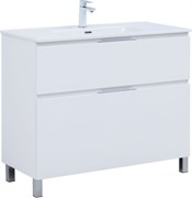 AQUANET Тумба с раковиной Алвита new 100 (Flat) напольная 2 ящ. цв. белый матовый AQUANET-345671