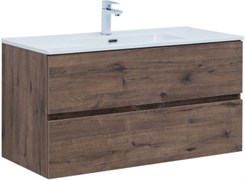 AQUANET Тумба с раковиной Алвита new 100 2 ящ. цв.дуб веллингтон табак AQUANET-335684
