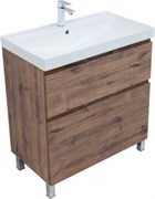 AQUANET Тумба с раковиной Алвита new 80 (Flash) напольная 2 ящ. цв.дуб веллингтон табак AQUANET-345690