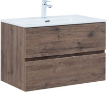 AQUANET Тумба с раковиной Алвита new 80 2 ящ. цв.дуб веллингтон табак AQUANET-335687