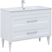 AQUANET Тумба с раковиной Бостон new 100 (Flat) цв.белый сатин AQUANET-345363