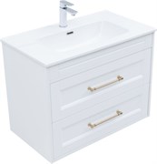 AQUANET Тумба с раковиной Бостон new 80 (Flat) цв.белый сатин, ручки золото AQUANET-347847