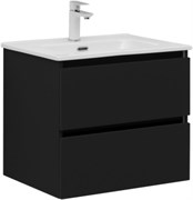 AQUANET Тумба с раковиной Вега 2.0 60 2 ящ. цв.черный (раковина Flat) AQUANET-344764