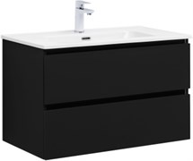 AQUANET Тумба с раковиной Вега 2.0 80 2 ящ. цв.черный (раковина Flat) AQUANET-344767