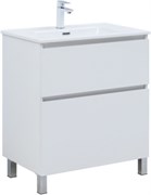 AQUANET Тумба с раковиной Вега 70 (Flat) напольная 2 ящ. цв. белый глянец AQUANET-345381
